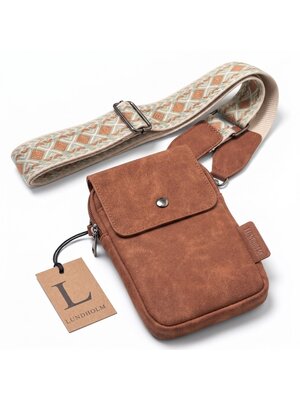 Lundholm Lundholm telefoontasje dames crossbody bruin - schoudertasje dames crossbody - tas dames schoudertas - cadeau voor vriendin | Scandinavisch Design - Sauda Serie