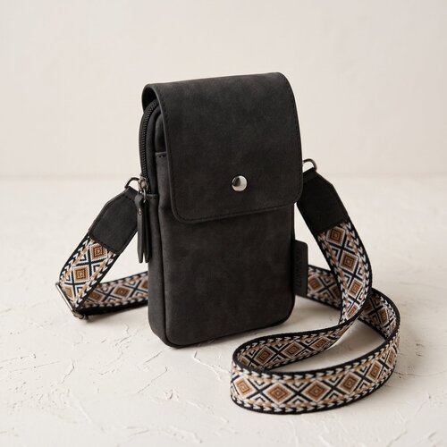 Lundholm Lundholm telefoontasje dames crossbody Zwart - schoudertasje dames crossbody - tas dames schoudertas - cadeau voor vriendin | Scandinavisch Design - Sauda Serie
