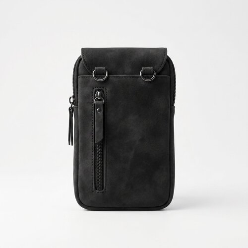Lundholm Lundholm telefoontasje dames crossbody Zwart - schoudertasje dames crossbody - tas dames schoudertas - cadeau voor vriendin | Scandinavisch Design - Sauda Serie