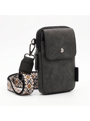 Lundholm Lundholm telefoontasje dames crossbody Zwart - schoudertasje dames crossbody - tas dames schoudertas - cadeau voor vriendin | Scandinavisch Design - Sauda Serie