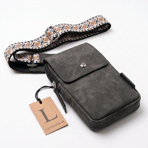 Lundholm Lundholm telefoontasje dames crossbody Zwart - schoudertasje dames crossbody - tas dames schoudertas - cadeau voor vriendin | Scandinavisch Design - Sauda Serie