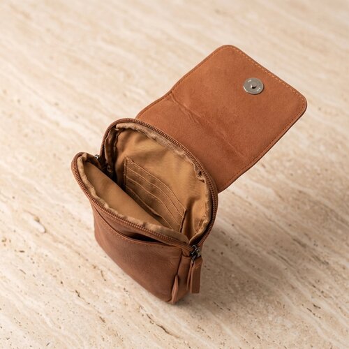 Lundholm Lundholm telefoontasje dames crossbody Zwart - schoudertasje dames crossbody - tas dames schoudertas - cadeau voor vriendin | Scandinavisch Design - Sauda Serie