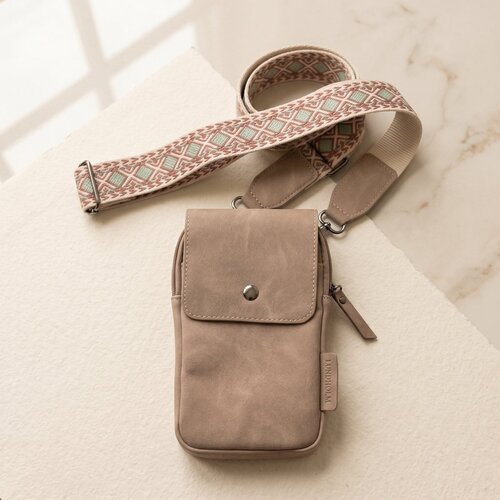 Lundholm Lundholm telefoontasje dames crossbody Taupe - schoudertasje dames crossbody - tas dames schoudertas - cadeau voor vriendin | Scandinavisch Design - Sauda Serie