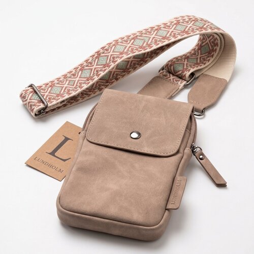 Lundholm Lundholm telefoontasje dames crossbody Taupe - schoudertasje dames crossbody - tas dames schoudertas - cadeau voor vriendin | Scandinavisch Design - Sauda Serie