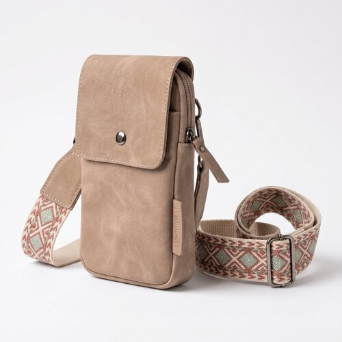 Lundholm Lundholm telefoontasje dames crossbody Taupe - schoudertasje dames crossbody - tas dames schoudertas - cadeau voor vriendin | Scandinavisch Design - Sauda Serie