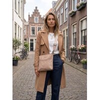 Lundholm schoudertas dames Taupe met schouderband - schoudertassen dames crossbody tas dames schoudertas - vrouwen cadeautjes | Scandinavisch Design - Lykling Serie