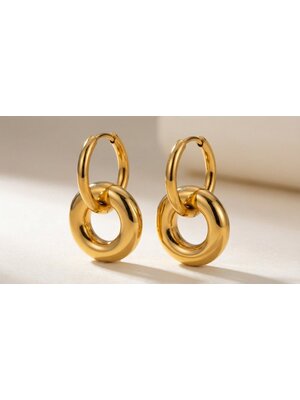 Lundholm Lundholm Luxe Oorbellen Dames Goudkleurig - Premium Stainless Steel PVD Plated - Nina Serie - Scandinavisch Design