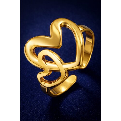 Lundholm Lundholm Luxe Ring Dames Gold Plated - Premium Stainless Steel - Verstelbare Ring - Cadeau voor Vrouw - Nybro Serie - Scandinavisch Design