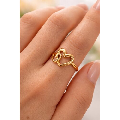 Lundholm Lundholm Luxe Ring Dames Gold Plated - Premium Stainless Steel - Verstelbare Ring - Cadeau voor Vrouw - Nybro Serie - Scandinavisch Design