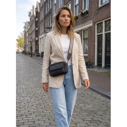 Lundholm Lundholm tassen dames schoudertas dames crossbody tas zwart festival tasje zwart - telefoontasje dames - cadeau voor haar - vrouwen cadeautjes tip Moederdag Cadeautjes - tassenriem dames bag strap | Scandinavisch design - Sandviken serie
