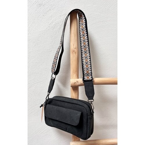 Lundholm Lundholm tassen dames schoudertas dames crossbody tas zwart festival tasje zwart - telefoontasje dames - cadeau voor haar - vrouwen cadeautjes tip Moederdag Cadeautjes - tassenriem dames bag strap | Scandinavisch design - Sandviken serie