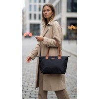 Lundholm Shopper Dames Handtas dames Tote Bag Zwart - Shopper dames met rits - vrouwen cadeautjes - | Scandinavisch Design - Danviken Serie - Zwart