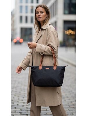 Lundholm Lundholm Shopper Dames Handtas dames Tote Bag Zwart - Shopper dames met rits - vrouwen cadeautjes - | Scandinavisch Design - Danviken Serie - Zwart