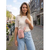 Lundholm telefoontasje dames crossbody roze - schoudertasje dames crossbody - tas dames schoudertas kunstleer cadeau voor vriendin | Scandinavisch design - Strömsund serie