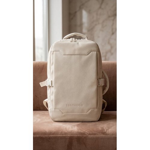 Lundholm Lundholm Rugzak Underseater 40x30x20 - Rugtas Travel Laptoptas 15.6 inch met TSA slot - Reizen Handbagage Koffer als Rugtas - Maximale Inhoud - Cabin Approved - Scandinavisch Design Beige