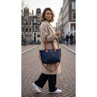 Lundholm Shopper Dames Handtas dames Tote Bag Donkerblauw - Shopper dames met rits - vrouwen cadeautjes - | Scandinavisch Design - Danviken Serie - Blauw
