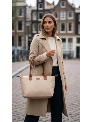 Lundholm Lundholm Shopper Dames Handtas dames Tote Bag Beige Champagne - Shopper dames met rits - vrouwen cadeautjes - | Scandinavisch Design - Danviken Serie - Beige