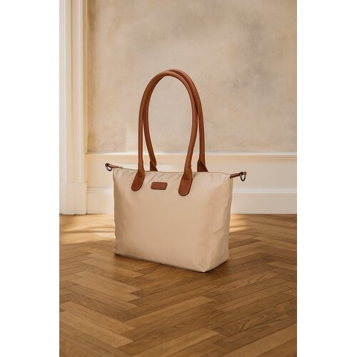 Lundholm Lundholm Shopper Dames Handtas dames Tote Bag Beige Champagne - Shopper dames met rits - vrouwen cadeautjes - | Scandinavisch Design - Danviken Serie - Beige