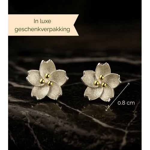 Lundholm Lundholm 925 Sterling Zilver Luxe Oorbellen Dames - Zilveren Oorstekers Bloem - Elvra Serie - Vrouwen Cadeautjes - Scandinavisch Design
