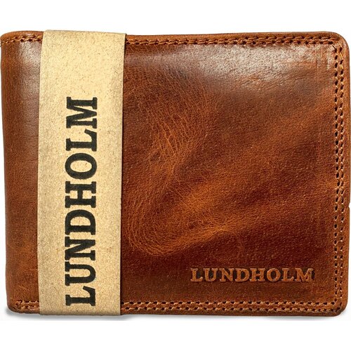 Lundholm Lundholm leren heren portemonnee heren leer cognac - Uppsala serie - compact model - RFID anti skim