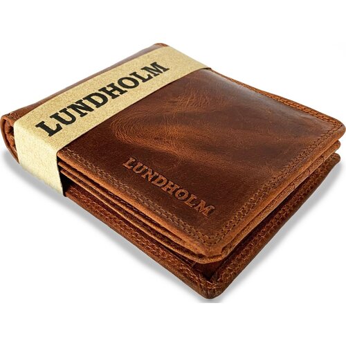 Lundholm Lundholm leren heren portemonnee heren leer cognac - Uppsala serie - compact model - RFID anti skim
