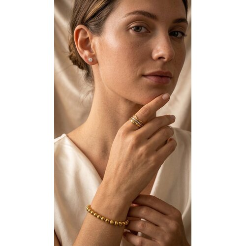 Lundholm Lundholm Lorijn Ring Dames Goud en Zilver kleurig – Premium Stainless Steel 2.5 Micron PVD Gold Plated – Tweekleurige Waves Ring Minimalistische Ring Asymmetrisch – Verstelbaar One Size – Scandinavisch Design