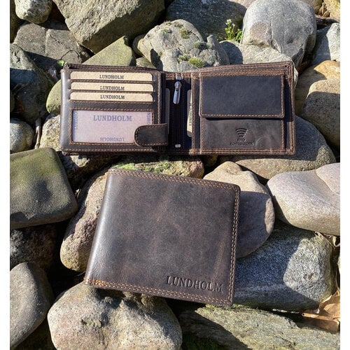 Lundholm Lundholm Leren portemonnee heren leer portefeuille heren - cadeau voor man mannen cadeautjes heren portemonnee Heren RFID Billfold Bruin