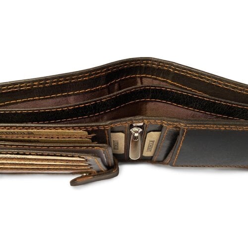Lundholm Lundholm Leren portemonnee heren leer portefeuille heren - cadeau voor man mannen cadeautjes heren portemonnee Heren RFID Billfold Bruin