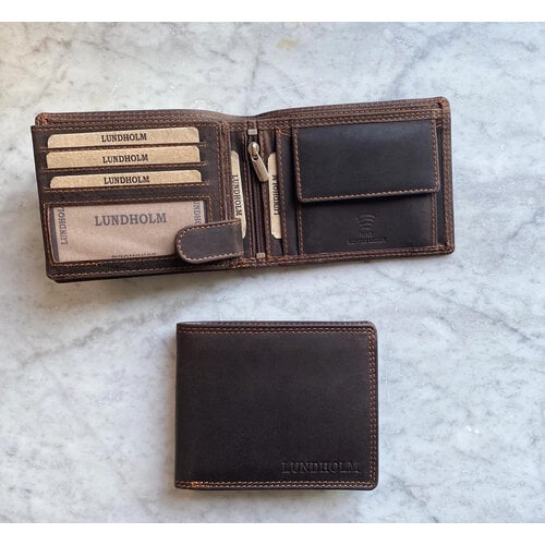Lundholm Lundholm Leren portemonnee heren leer portefeuille heren - cadeau voor man mannen cadeautjes heren portemonnee Heren RFID Billfold Bruin