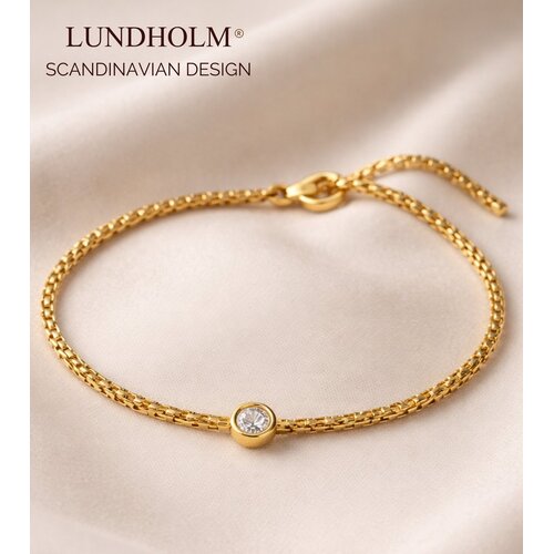 Lundholm Lundholm Luxe Premium Stainless Steel Jewellery Gold Plated Goud kleurige Armband Dames Minimalistisch met Zirkonia - Vrouwen Cadeautjes tip afscheid bedankt cadeau Moederdag cadeautjes My Anah Serie - Scandinavisch Design