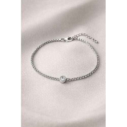 Lundholm Lundholm Luxe Premium Stainless Steel Jewellery Gold Plated Goud kleurige Armband Dames Minimalistisch met Zirkonia - Vrouwen Cadeautjes tip afscheid bedankt cadeau Moederdag cadeautjes My Anah Serie - Scandinavisch Design