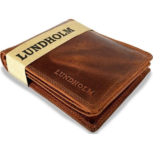Lundholm Lundholm leren heren portemonnee heren leer cognac - Uppsala serie - compact model - RFID anti skim