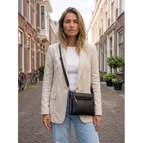 Lundholm Lundholm leren schoudertas dames groot zwart - schoudertassen dames leer tas dames schoudertas | Lundholm Kopenhagen serie