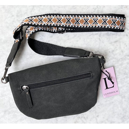 Lundholm Lundholm heuptasje dames zwart met tassenriem festival tasje dames - heuptas dames met brede riem  - Scandinavisch design | Heby serie
