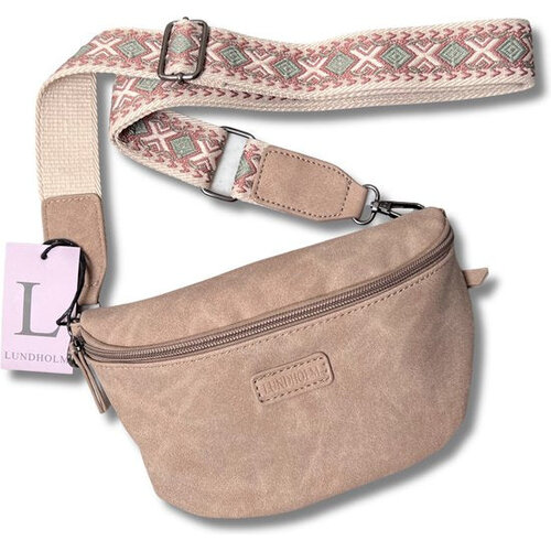 Lundholm Lundholm heuptasje dames beige met tassenriem festival tasje dames - heuptas dames met brede riem  - Scandinavisch design | Heby serie