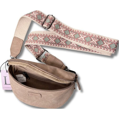 Lundholm Lundholm heuptasje dames beige met tassenriem festival tasje dames - heuptas dames met brede riem  - Scandinavisch design | Heby serie