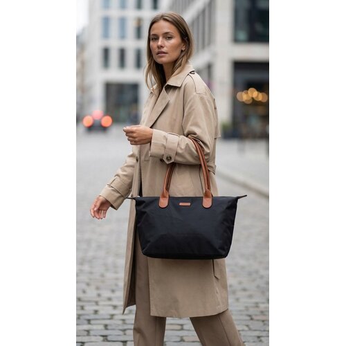 Lundholm Lundholm Shopper Dames Handtas dames Tote Bag Zwart - Shopper dames met rits - vrouwen cadeautjes - | Scandinavisch Design - Danviken Serie - Zwart