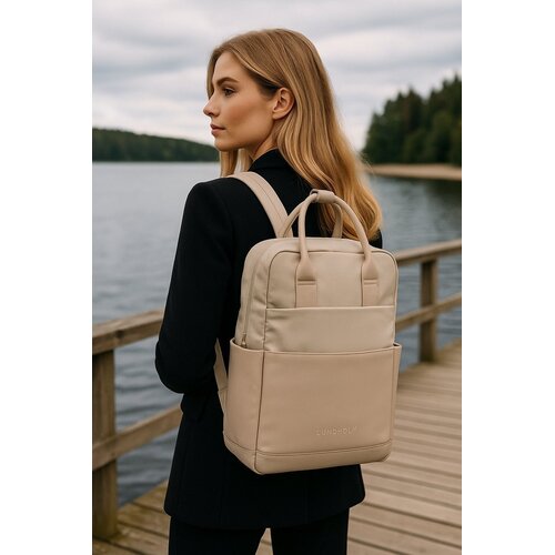 Lundholm Lundholm Abisko Luxe Rugzak - 25L - 15,6 Inch - Laptop Rugzak Handbagage Geschikt -Werktas Schooltas Laptoptas Dames 15.6 inch - Scandinavisch Design - Creme
