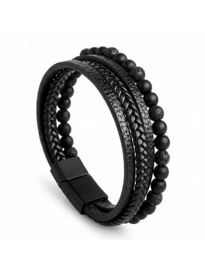 Lundholm Björn – Armband Heren – Kunstleer met Natuursteen Kralen Lundholm Björn – Armband Heren – Kunstleer met Natuursteen Kralen