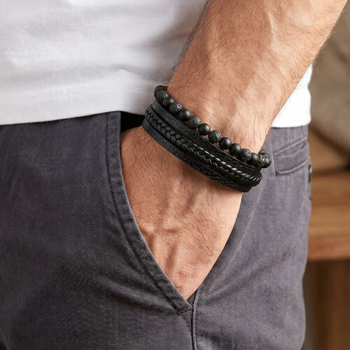Lundholm Lundholm Björn Armband Heren – Luxe Kunstleren Armband met Tijgeroog of Natuursteen Kralen – Gelaagde Heren Armband Zwart / Bruin / Blauw – 21 cm – Mannen Cadeautjes – Scandinavisch Design Lundholm Lundholm Björn Armband Heren – Luxe Kunstleren Armband met Tijgeroog of Natuursteen Kralen – Gelaagde Heren Armband Zwart / Bruin / Blauw – 21 cm – Mannen Cadeautjes – Scandinavisch Design