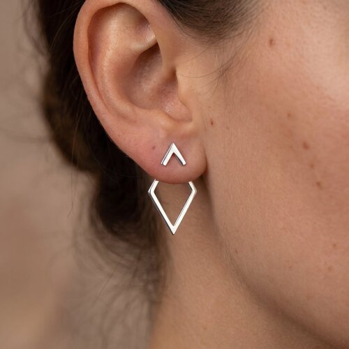 Lundholm Lundholm Elvine Oorbellen Dames Zilverkleurig – Premium Stainless Steel Jewellery – Geometrische Oorbellen – Minimalistische Statement Oorbellen – 2 cm – Scandinavisch Design