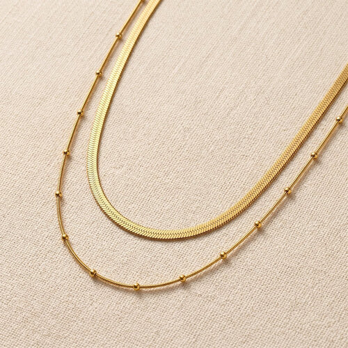 Lundholm Lundholm Tessa Dubbele Laag Ketting Dames Goudkleurig – Layering Kettingen Dames – Premium Stainless Steel Gold PVD Plated – 2 Laagse Layered Ketting met Platte Ketting en Bolletjesketting – 42 + 5 cm – Waterproof – Scandinavisch Design Lundholm Lundholm Tessa Dubbele Laag Ketting Dames Goudkleurig – Layering Kettingen Dames – Premium Stainless Steel Gold PVD Plated – 2 Laagse Layered Ketting met Platte Ketting en Bolletjesketting – 42 + 5 cm – Waterproof – Scandinavisch Design