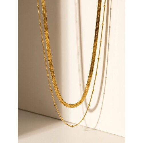 Lundholm Lundholm Tessa Dubbele Laag Ketting Dames Goudkleurig – Layering Kettingen Dames – Premium Stainless Steel Gold PVD Plated – 2 Laagse Layered Ketting met Platte Ketting en Bolletjesketting – 42 + 5 cm – Waterproof – Scandinavisch Design Lundholm Lundholm Tessa Dubbele Laag Ketting Dames Goudkleurig – Layering Kettingen Dames – Premium Stainless Steel Gold PVD Plated – 2 Laagse Layered Ketting met Platte Ketting en Bolletjesketting – 42 + 5 cm – Waterproof – Scandinavisch Design