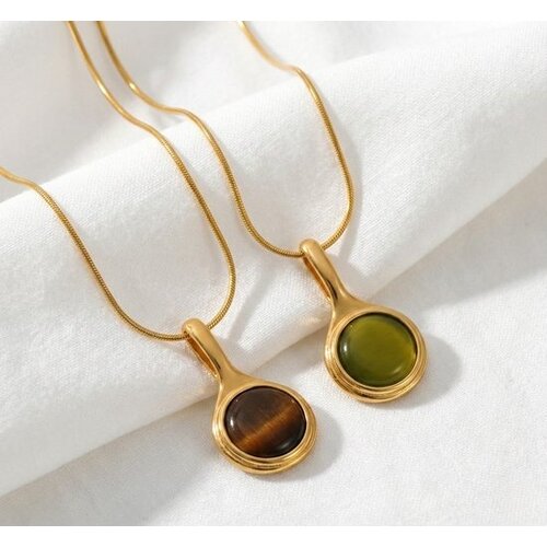 Lundholm Lundholm Cecile Ketting Dames Goudkleurig – Premium Stainless Steel 2.5 Micron PVD Gold Plated – Ketting met Tijgeroog of Groene Natuursteen Hanger – 40 + 5,5 cm – Scandinavisch Design Lundholm Lundholm Cecile Ketting Dames Goudkleurig – Premium Stainless Steel 2.5 Micron PVD Gold Plated – Ketting met Tijgeroog of Groene Natuursteen Hanger – 40 + 5,5 cm – Scandinavisch Design