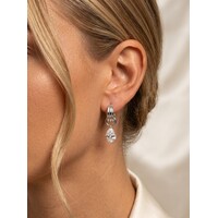 Nora – Bridal Hoop Earrings with Cubic Zirconia – Silver-Tone