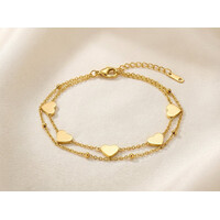 Lisan – Armband met Hartjes en Balletjes – Goudkleurig