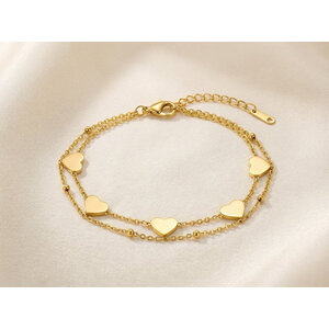 Lundholm Lisan – Armband mit Herzen und Kugeln – Goldfarben Lundholm Lisan – Armband mit Herzen und Kugeln – Goldfarben