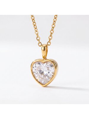 Lundholm Emma – Ketting met Hartje en Zirkonia – Goudkleurig Lundholm Emma – Ketting met Hartje en Zirkonia – Goudkleurig