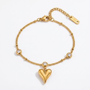 Lundholm Alexis – Anklet with Cubic Zirconia Heart – Gold-Tone