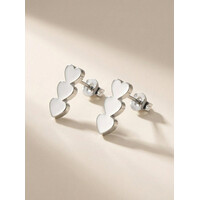 Valence – Triple Heart Stud Earrings – Silver-Tone